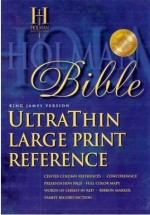 KJV Ultrathin Large Print Reference Bible - Black Genuine Leather